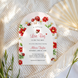 Liten kärleksbugs nyckelpiga baby shower valv blom inbjudningar