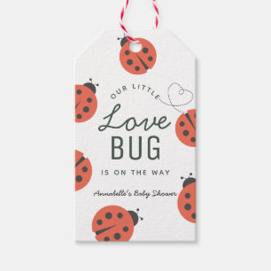 Liten kärleksbugs nyckelpiga röd baby shower presentetikett
