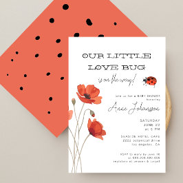 Liten kärleksbugs röda nyckelpiga poppies baby sho inbjudningar