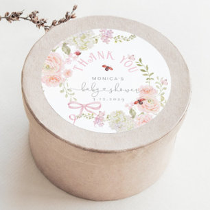 Liten kärleksbugs vildblomma baby shower tack runt klistermärke
