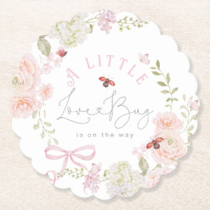 Liten kärleksbugs vildblomma rosa båge baby shower underlägg papper