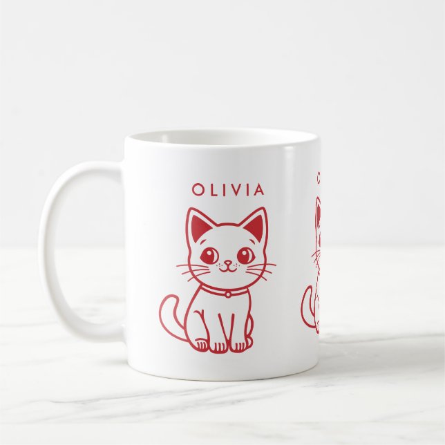Liten katt (ÄNDRA ALLA FÄRGER) och namn Kaffemugg (Vänster)