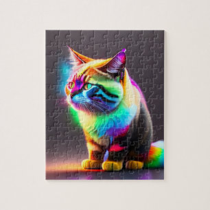Liten katt med neonljus, Katt Pussel