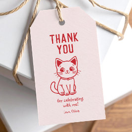 Liten katt tack (ÄNDRA ALLA FÄRGER) Presentetikett