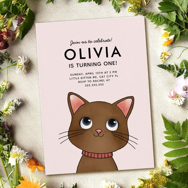 Liten kattunge födelsedagsfest inbjudningar (Skapare uppladdad)