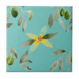Liten keramisk platta Sicilianinspirerad "Olive" Kakelplatta
