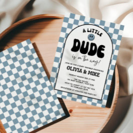 Liten kille Baby Shower Inbjudan, Rad lilla busung Inbjudningar