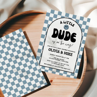 Liten kille Baby Shower Inbjudan, Rad lilla busung Inbjudningar