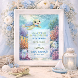 Liten kläckande havssköldpadda Baby Shower Välkomm Poster