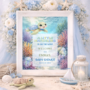 Liten kläckande havssköldpadda Baby Shower Välkomm Poster