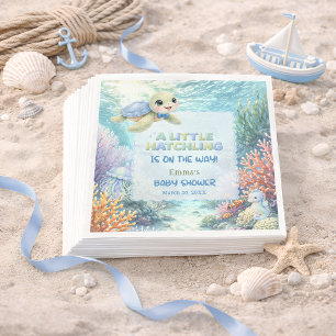 Liten kläckande havssköldpadda Ocean Baby Shower Pappersservett
