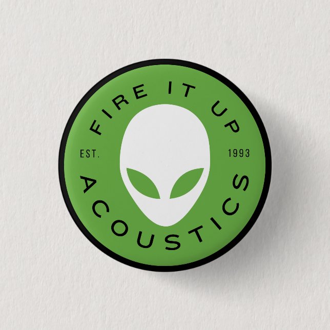 Liten knapp Alien head Acoustics svart (Framsida)