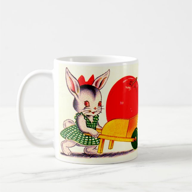 liten knölpåk med underbart stort äpple kaffemugg (Vänster)