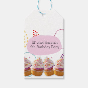 Liten kock Cupcake Bakning Födelsedagsbarns Party Presentetikett
