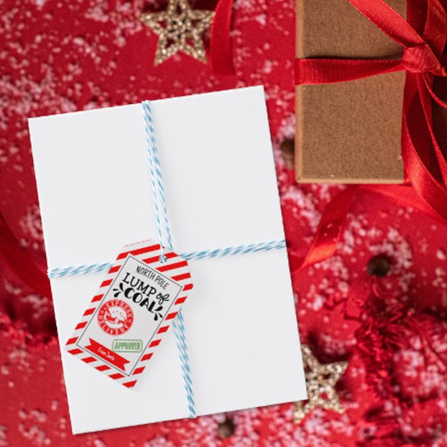 Liten kolklump rolig funky jul hemlig tomte presentetikett (Skapare uppladdad)