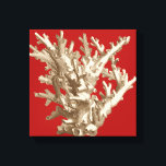 Liten korall i rött canvastryck<br><div class="desc">Gå under vattnet för att utforska havet med alla dessa olika havslevande varelser. Denna vintage biet av havskonst med röd bakgrund och snyggt än korall är en perfekt som tillkommer varje havsanemon älskare. Få din konst utskriven idag på produkten.</div>