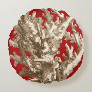 Liten korall i rött rund kudde