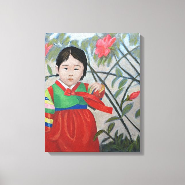 Liten koreansk flicka-utskrift på Canvas (Framsida)
