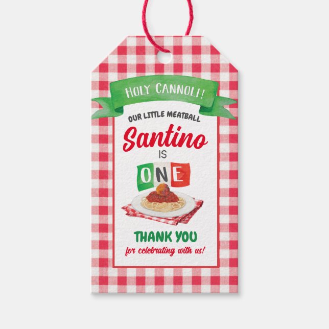 Liten KÖTTBOLL 1-års Födelsedag Presentetikett (Framsidan)