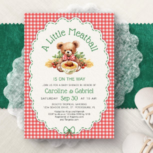 Liten köttbulle italiensk pastabarn Baby Shower In Inbjudningar