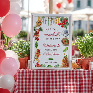 Liten köttbulle italiensk pastabarnvigning poster