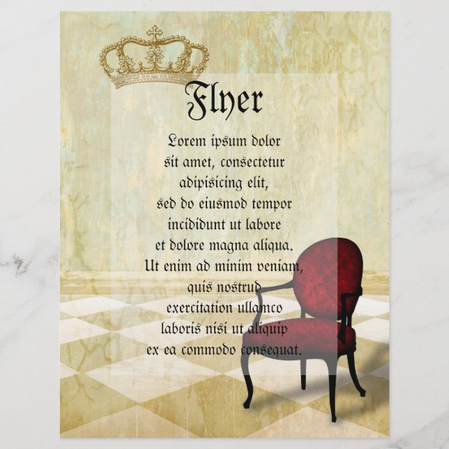 Liten kunglig stol med krona reklamblad (Framsidan)