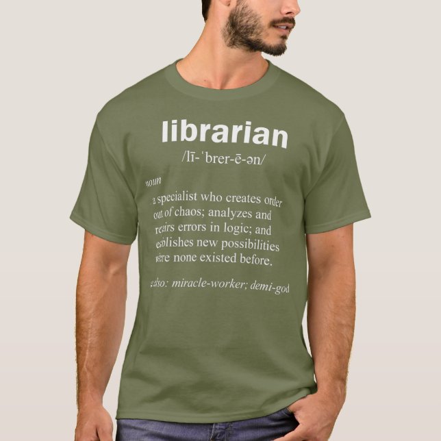 Liten kurator Gag Gift för bibliotekardefinition T Shirt (Framsida)
