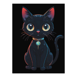 Liten kuslig svart katt fototryck