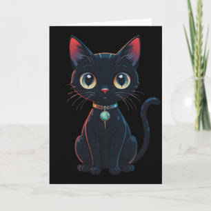 Liten kuslig svart katt kort