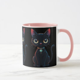 Liten kuslig svart katt mugg