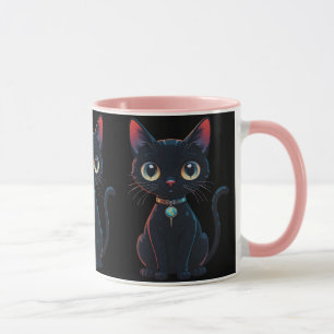 Liten kuslig svart katt mugg