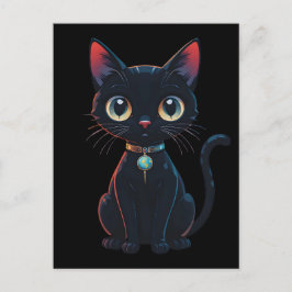 Liten kuslig svart katt vykort