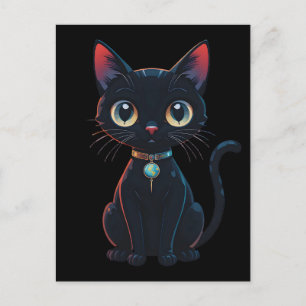 Liten kuslig svart katt vykort
