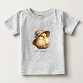 Liten kyckling blå band baby t-shirt