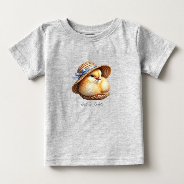 Liten kyckling blå band baby t-shirt (Framsida)