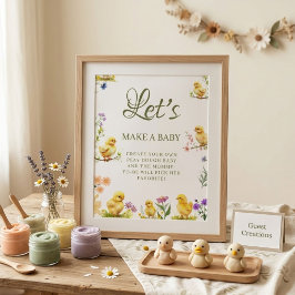 Liten kyckling gör en Baby Baby Shower-spelskort Poster
