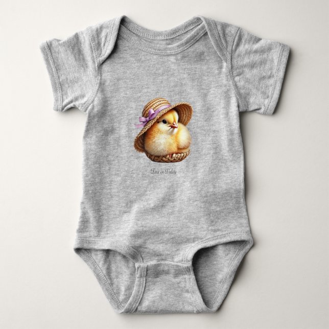 Liten kyckling rosa band baby bodysuit t shirt (Framsida)