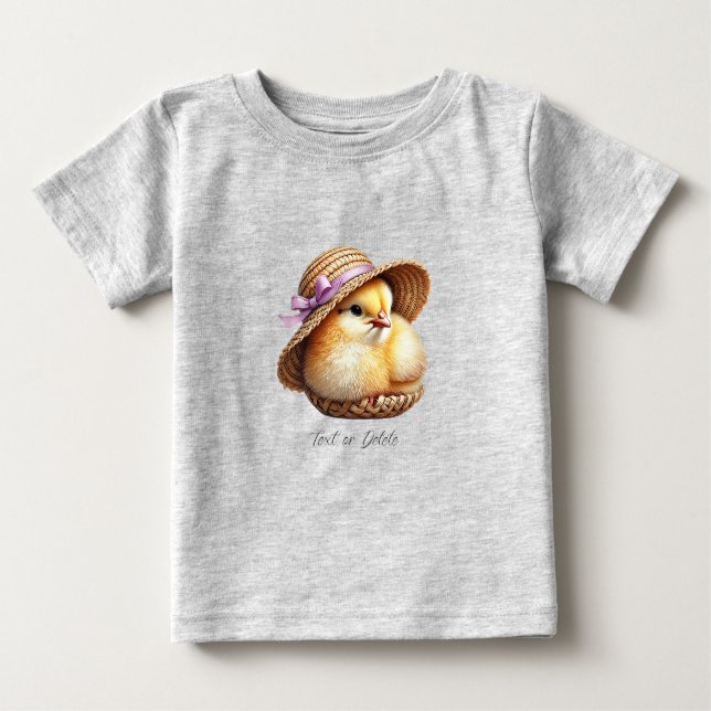 Liten kyckling rosa band baby t-shirt (Framsida)