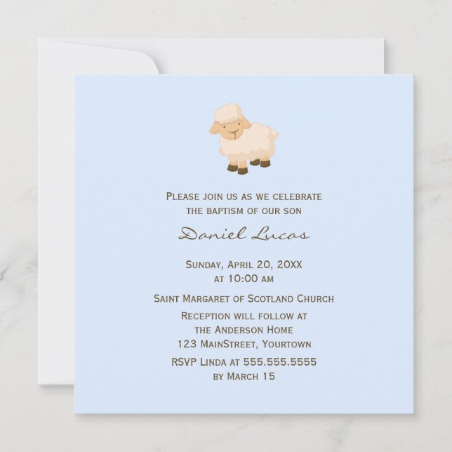 Liten lambaptism inbjudningar (Framsida)