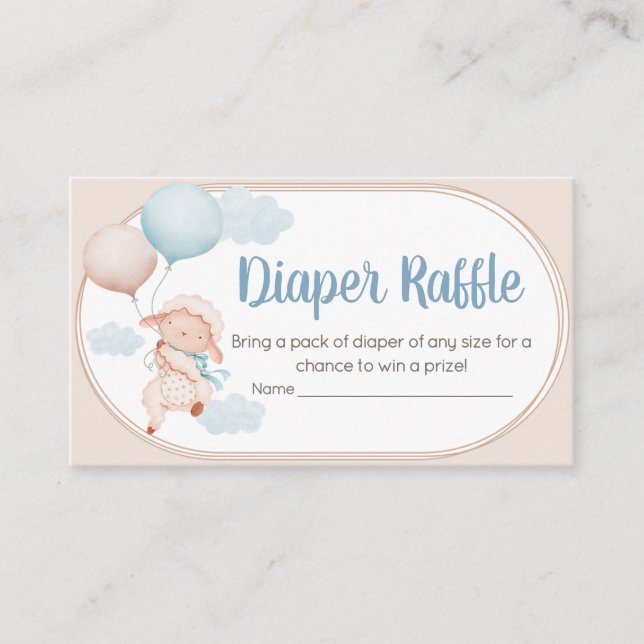 Liten Lamm Baby Shower Blöja Lotteri Tilläggskort (Framsida)