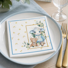 Liten lamm | Blå baby shower servett