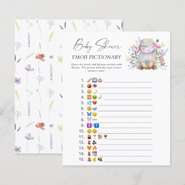 Liten lamm \ Emoji pictionary spel (Fram/baksida)
