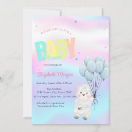 Liten lamm får holografisk baby shower inbjudningar