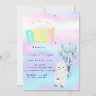 Liten lamm får holografisk baby shower inbjudningar