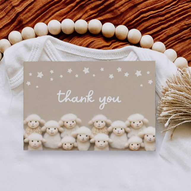 Liten lampa, babyskare med stort tack, ditt kort (Little Lamb Baby Shower Thank you card)