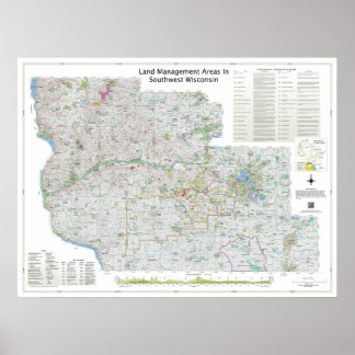 Liten | Landområden i sydvästra Wisconsin Karta Poster