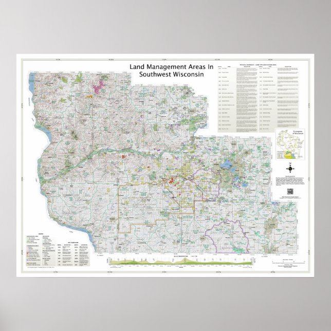 Liten | Landområden i sydvästra Wisconsin Karta Poster (Framsidan)