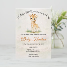 Liten lång underbar Safari Giraff Baby Shower Inbjudningar