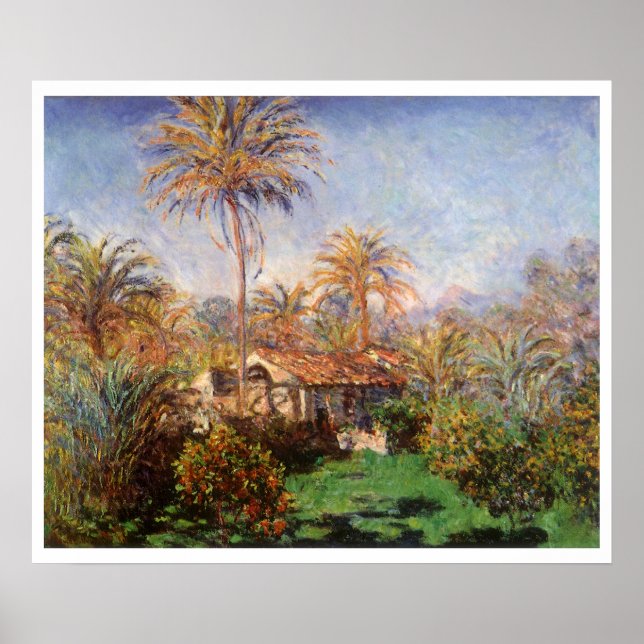 Liten lanthushållning i Bordighera av Claude Monet Poster (Framsidan)