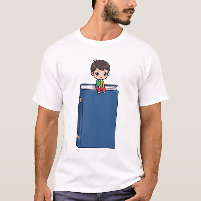 Liten läsare sittande t shirt (Framsida)
